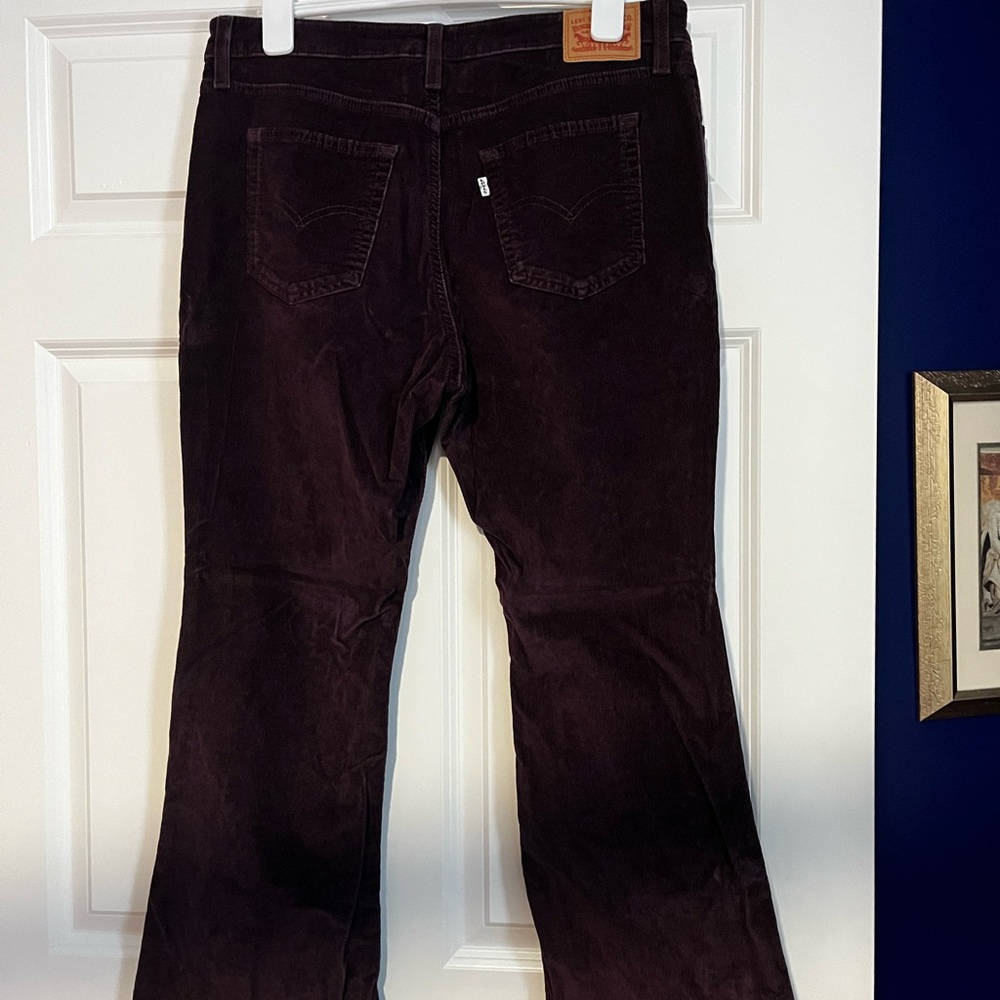 Elegant Corduroy Flare Pants - Deep Purple - Picture 3 of 4